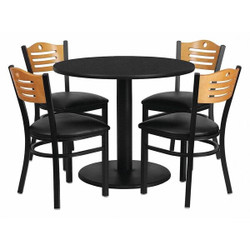 Flash Furniture Blk Laminate Table,Vinyl Seat,Rnd,36" MD-0009-GG