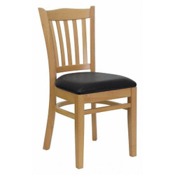 Chair,Vrtcl Slat Back,Nturl Wood,Blk Vyl
