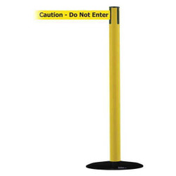 Tensabarrier Barrier Post with Belt,13 ft. L,Yellow 889B-33-35-MAX-NO-YAX-C