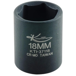 K-Tool International Impact Socket,Standard,6 pt.,3/8"Dr,18mm KTI-37118