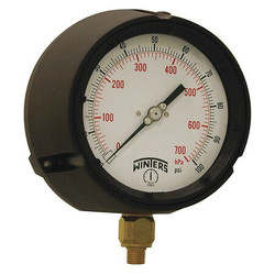 Winters Pressure Gauge,4-1/2" Dial Size,Black PPC5084-SG.