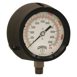 Winters Pressure Gauge,4-1/2" Dial Size,Black PPC5074G-SG45