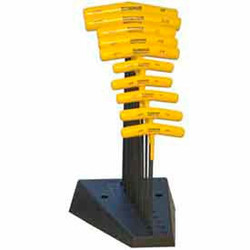 Bondhus 15390 Set 10 Hex T-handles 9"" Length 3/32""-3/8"" with Stand