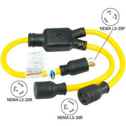 Conntek YL530520 3' 30 to 20-Amp Generator Y Adapter with NEMA L5-30P to L5-20R2