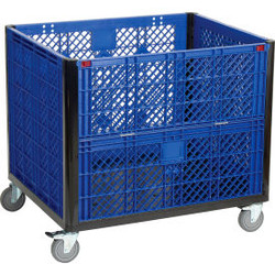 Global Industrial Easy Assembly Vented Wall Container - Drop Gate/Casters 39-1/4