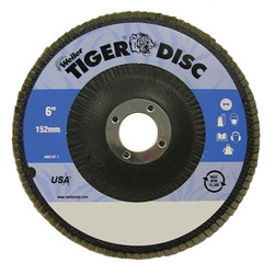 Tiger Disc Abrasive Flap Discs, 6 in,80 Grit, 7/8 Arbor, 10,200 rpm Pack of 10