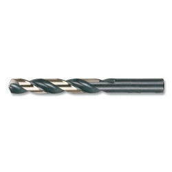 1878 Heavy-Duty Black and Gold with Flats Jobber-Length Drill Bit, 1/4 in, 2-3/4 in Flute L, Black/Gold