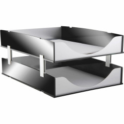 Kantek Stacking Support Set for Letter Trays - Acrylic - Silver - 4 / Set