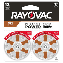 Rayovac Hearing Aid BATT,1.4V DC,185 mAh CA,PK12 312CR-12ROVUS