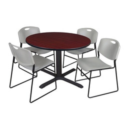 Cain Cain,48",Rnd Breakroom Table,4 Zeng Chrs TB48RNDMH44GY