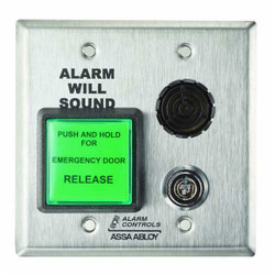 Alarm Controls Exit Station,SS,5 in. H,w/2 Keys DE-1