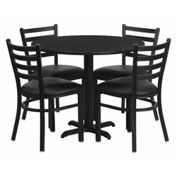 Flash Furniture Blk Laminate Table,Vinyl Seat,Rnd,36" HDBF1029-GG
