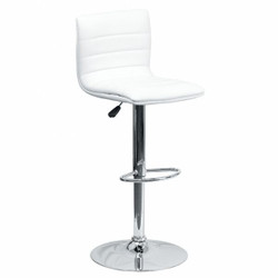 Flash Furniture White Vinyl Barstool,Adj Height CH-92023-1-WH-GG