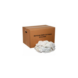 Global Industrial Premium Recycled White Cotton Terry Cut Rags 50 Lb. Box