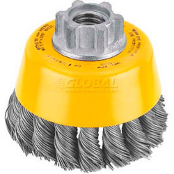 DeWalt DW4910 HP Wire Cup Brush 3"" x 5/8-11"" .020"" Carbon Knotted Wire  Carbo