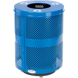 Global Industrial Outdoor Perforated Steel Recycling Can With Flat Lid & Base 36