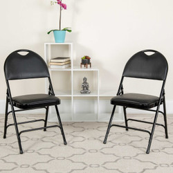 Flash Furniture Black Vinyl Folding Chair,PK2 2-HA-MC705AV-3-BK-GG
