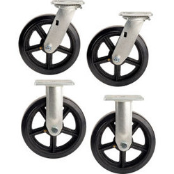 Global Industrial 8"" x 2"" Mold-On Rubber Caster Kit 2 Swivel 2 Rigid