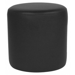 Flash Furniture Pouf,Barrington Round,Black Leather QY-S10-5001-1-BKL-GG
