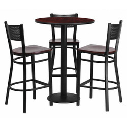 Flash Furniture Mahogany Bar Table,Rnd w/Mah Seats,30" MD-0017-GG