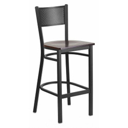 Restaurant Stool,Grid Back,Walnut Seat