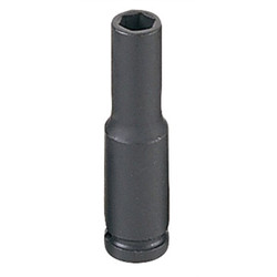 Grey Pneumatic Impact Socket,1/4",1/4"D,6pt.,D,Blk 908DG