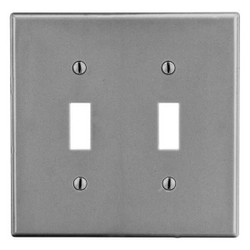 Hubbell Wiring Device-Kellems Tgl Swch Wll Plt,Mid;Gray,2Gng,Smth Stn PJ2GY