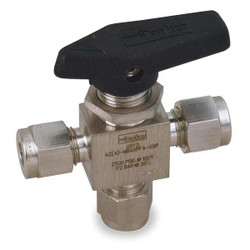 Parker Manual 3-Way Ball Valve,1/2",316 SS 8A-MB8XPFA-SSP