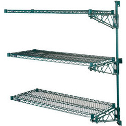 Nexel Poly-Green Adjustable Wall Mount Wire Shelving 3 Shelf Add On 42""Wx18""Dx