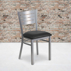 Flash Furniture Silver Slat Chair-Black Seat,PK2 2-XU-DG-60401-BLKV-GG