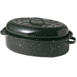 GraniteWare 15 In. Black Covered Oval Roaster 319796