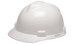 MSA - V-Gard Hard Hats, Fas-Trac Ratchet Suspension, Size 6 1/2 - 8, White 475358