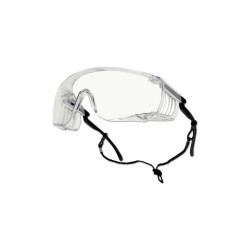 Override Safety Glasses, Clear Poly Anti-Fog/Anti-Scratch Lens, Black Frame