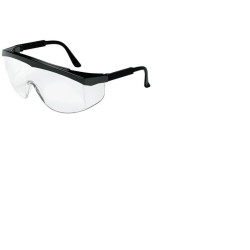 SS1 Series Safety Glasses, Clear Lens, Polycarbonate, Scratch-Resistant, Black Frame