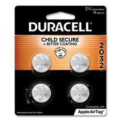 Duracell® Lithium Coin Batteries With Bitterant, 2032, 4/Pack DL2032B4PK