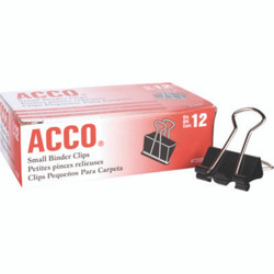 ACCO Binder Clips, Small, Black/silver, Dozen A7072020D