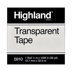 Highland™ Transparent Tape, 1" Core, 0.5" X 36 Yds, Clear 5910