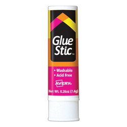 Avery® Permanent Glue Stic, 0.26 Oz, Applies White, Dries Clear 00166
