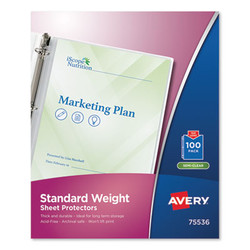 Avery® Top-Load Sheet Protector, Standard, Letter, Semi-Clear, 100/box 75536