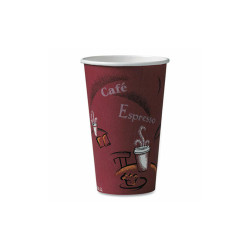 SOLO® Paper Hot Drink Cups in Bistro Design, 16 oz, Maroon, 50/Pack 316SI-0041
