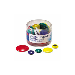 Officemate Assorted Magnets, Circles, Assorted Sizes And Colors, 30/tub 92500
