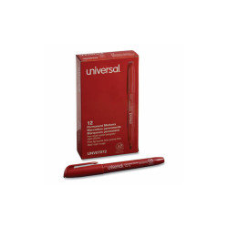 Universal™ Pen-Style Permanent Marker, Fine Bullet Tip, Red, Dozen UNV07072