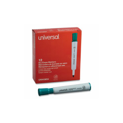 Universal™ Dry Erase Marker, Broad Chisel Tip, Green, Dozen UNV43654