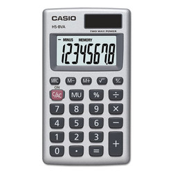 Casio® Hs-8va Handheld Calculator, 8-Digit Lcd, Silver HS-8VA