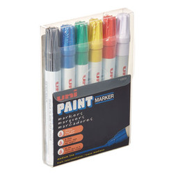 uni®-Paint Permanent Marker, Medium Bullet Tip, Assorted Colors, 6/set 63630
