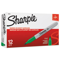 Sharpie® Fine Bullet Tip Permanent Marker, Green, Dozen 30004