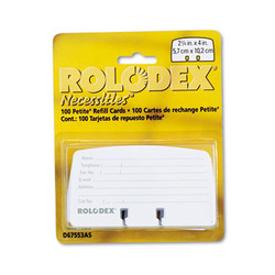 Rolodex™ Petite Refill Cards, 2.25 X 4, White, 100 Cards/pack 67553