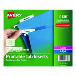 Avery® INSERT,1/5CUT,F/TABS,1C 11136