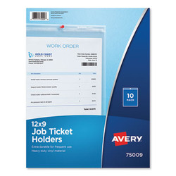 Avery® Job Ticket Holders, Heavy Gauge Vinyl, 9 X 12, Clear, 10/pack 75009