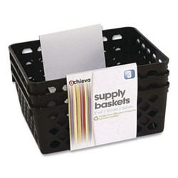 Officemate Recycled Supply Basket, Plastic, 6.13 x 5 x 2.38, Black, 3/Pack 26201